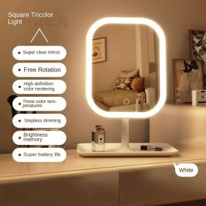 LED Makeup Mirror Desktop Vanity Mirror with Touch Control and Adjustable Light