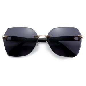 Oversized Rimless Sunglasses for Women with Gradient Butterfly Protection