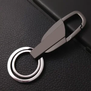 Personalized Metal Keychain with Custom Logo & Laser Engraved Double Ring Keychain