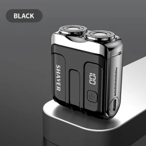 Portable Mini Electric Shaver for Men Rechargeable Rotary Razor with Magnetic Floating Dual Blades