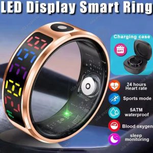 R12 Smart Health Ring With LED Display Heart Rate SpO2 Sleep Tracker