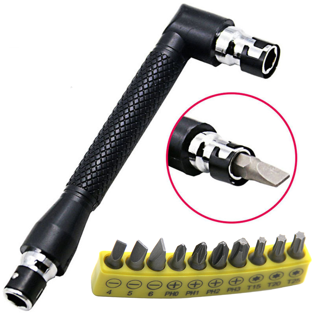 Right Angle Screwdriver Set Hex Bit L Shaped Offset Tool Kit