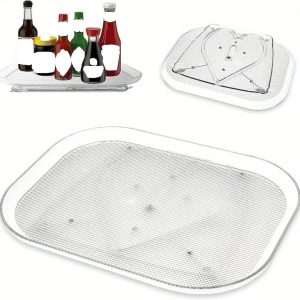 Rotating Refrigerator Storage Tray For Spice Jars Condiments Snacks And Kitchen Organization
