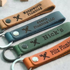 SLIM Business Logo Keychain, Custom Leather Keychain