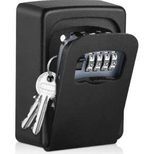 Secure Wall Mounted Key Safe Lock Box with 4 Digit Combination Weather Resistant Metal Key Storage