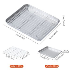 Stainless Steel Baking Pan with Wire Rack for Oven Cooking