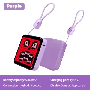 USB Powered Portable LED Pixel Display Power Bank, DIY Mood Pixel Display for Phone Recharging