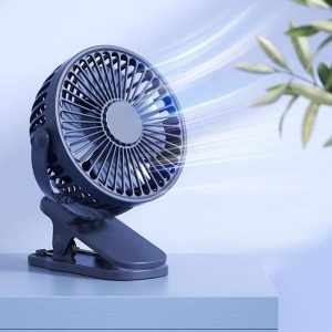 USB Rechargeable Clip-On Mini Desk Fan with 360° Rotation