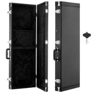 VEVOR Electric Guitar Hard Case, 41.3 Inch, Rectangle Wooden Hard-Shell Protective Carrying Case, with Lock Latch, Padding, Accessory Compartment, Key, for 39 Inch Tele/ST Electric Guitars, Black