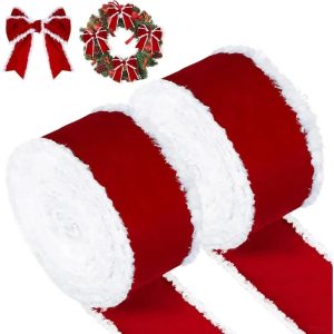 2.5-Inch Wide Holiday Red Velvet Ribbon