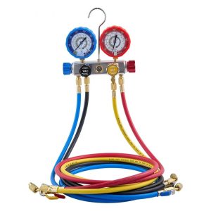 4 Way AC Manifold Gauge Set for R22 R404A R410A R12 Refrigerants with 5 ft Hoses