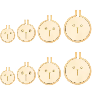 8PCS Mini Wooden Embroidery Hoop Pendant Set