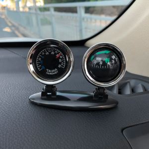 Car Dashboard Thermometer Compass Multifunction Interior Ornament with Direction Guide