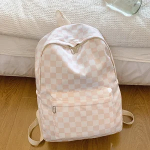 Checkerboard Laptop Backpack for Women with Matching Crossbody Bag Set