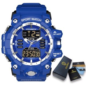 Dual Time Waterproof Digital Sports Watch for Men with LED Backlight