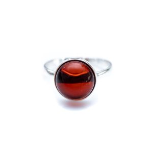 ESSENTIALS Cherry Red Amber Solitaire Ring