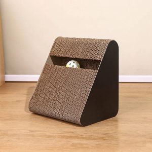 Interactive Cat Scratch Cardboard with Rotating Ball Toy, Dual Function Climbing Frame