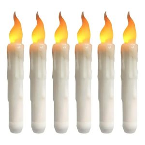 Ivory LED Taper Candles 6.5 Inch Flameless Battery Operated Window Candles