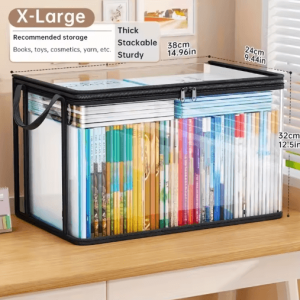 Large Capacity Transparent PVC Storage Bag with Flip Cover and View Window
