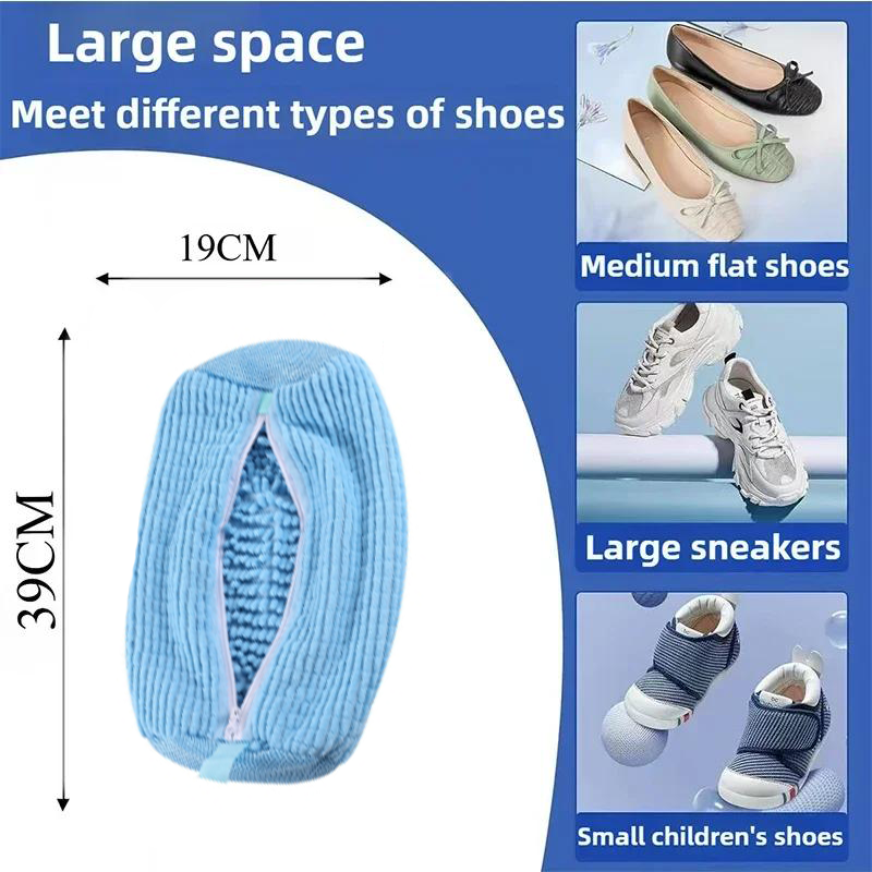 Machine Washable Shoe Washing and Drying Bag, Durable Polyester Laundry Protector for Shoes with Adjustable Strap