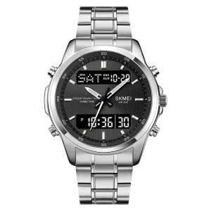 Mens Digital Sport Watch with Triple Time, Countdown Timer and Stainless Steel Band