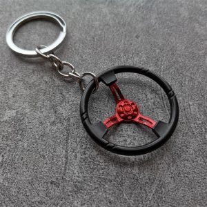 Metal Racing Steering Wheel Keychain Simulation Car Key Pendant