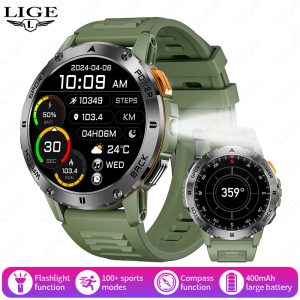 Outdoor GPS Smart Watch for Men with Bluetooth Calling Compass and LED Flashlight