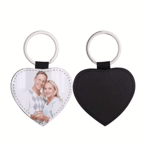 Personalized Round PU Leather Photo Keychain - Custom Sublimation Keyring