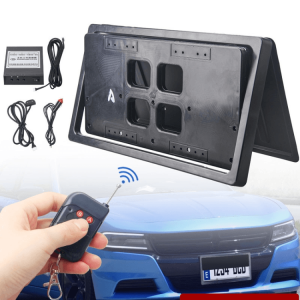 Remote Control Retractable License Plate Holder with Hidden Shutter Cover