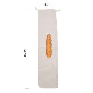 Reusable Linen Bread Storage Bag Drawstring Bread Keeper for Baguettes and Homemade Bread