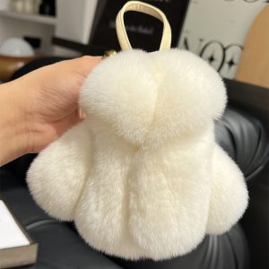 Rex Rabbit Fur Keychain Fluffy Bunny Bag Charm Cute Gift Accessory