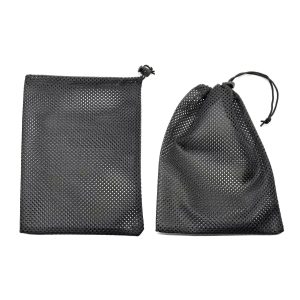 VersaMesh Drawstring Storage Bag - Black Polyester Mesh Organizer Pouch