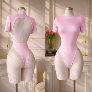 Women's Backless Bodysuit Seamless Comfortable Fit Basic Solid Color
