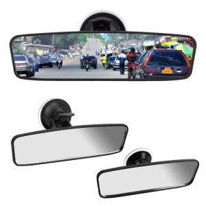 360° Rotating Wide-Angle Car Rearview Mirror with Adjustable Suction Cup - Universal Interior Rearview Mirror