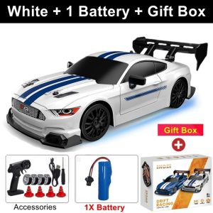 4WD RC Drift Car with LED Lights Rechargeable Remote Control Racing Toy