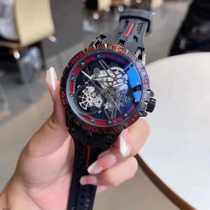 Big Dial Mens Quartz Watch Waterproof Design Rubber Strap Wristwatch