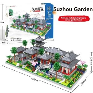 Chinese Garden Micro Building Blocks Set LED Suzhou Architecture Model