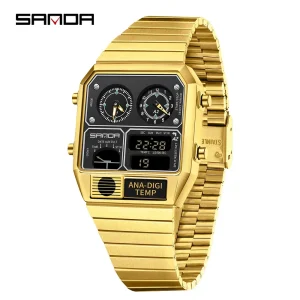 LED Digital Square Mens Watch with Thermometer Stopwatch and Multi Function Sports Design