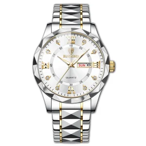 Mens Waterproof Quartz Watch with Luminous Double Calendar
