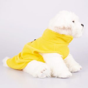 Pet Dogs Standing Collar Thickened Solid Color Rocking Velvet Clothes