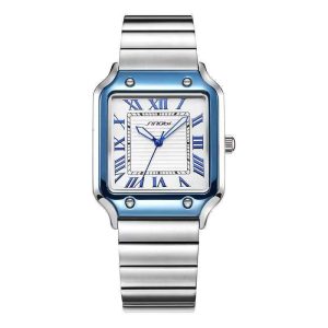 Rectangular Men Quartz Watch Stainless Steel Water Resistant