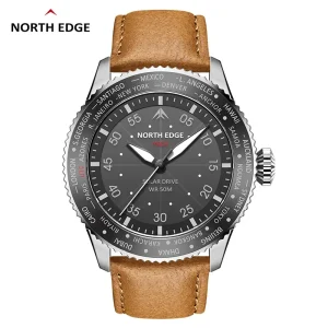 Solar Powered Watch for Men Waterproof Pilot Watch with Luminous Dial